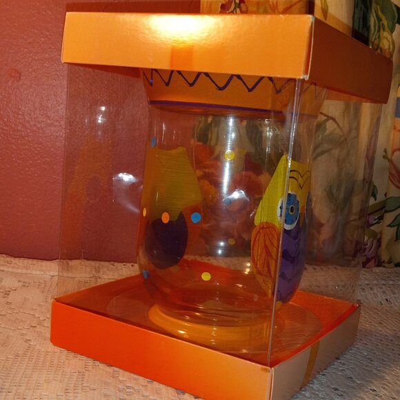 BEAUTIFUL CLEAR GLASS JAR / VASE WITH A COLORFUL OWL OF BEAUTY - Picture 7 of 7